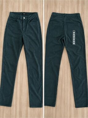 MANGO Dark Green Corduroy High Rise Straight Leg Pants Size 4